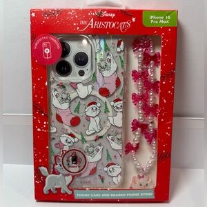 Disney The Aristocats Marie iPhone 16 Pro Max Case + Beaded Strap NWT